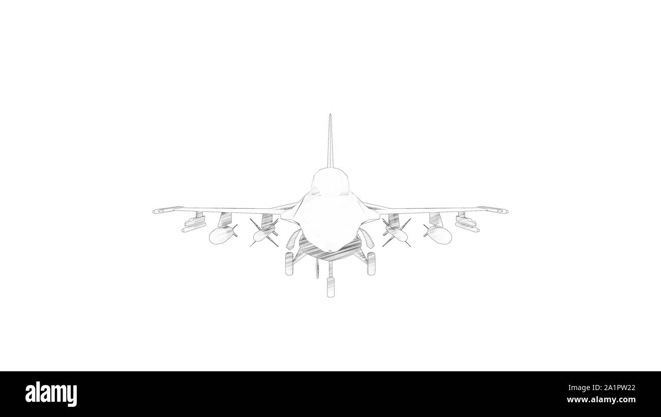 3D rendering di una visualizzazione multipla di un caccia isolato in uno sfondo bianco Foto Stock