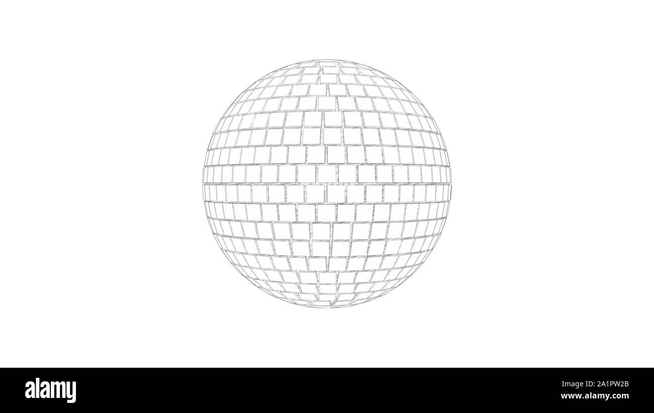 3D rendering schizzo di un discoball isolato in bianco di sfondo per studio Foto Stock