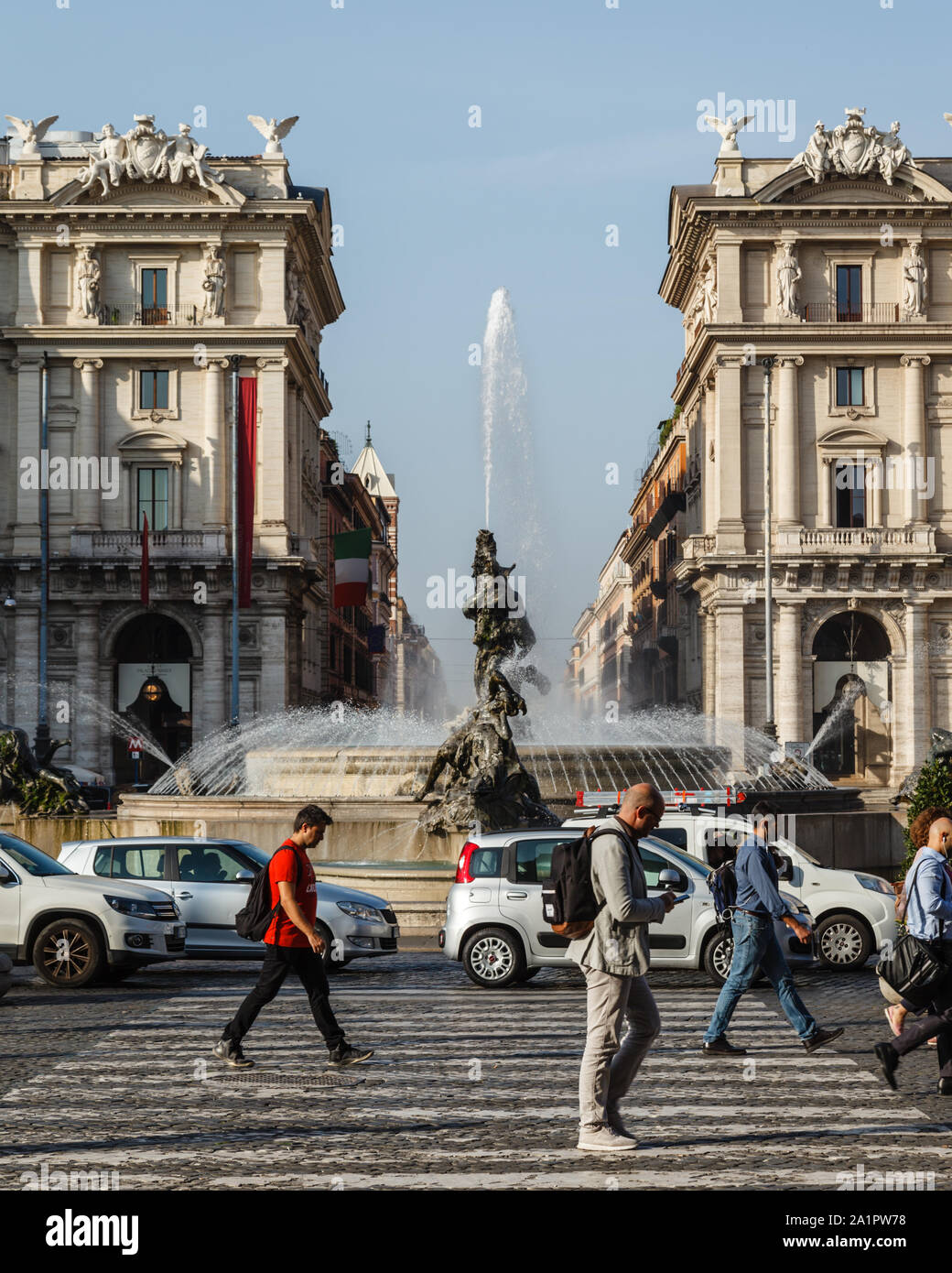La Fontana delle Naiadi, Piazza della Repubblica, Roma, Italia Foto Stock