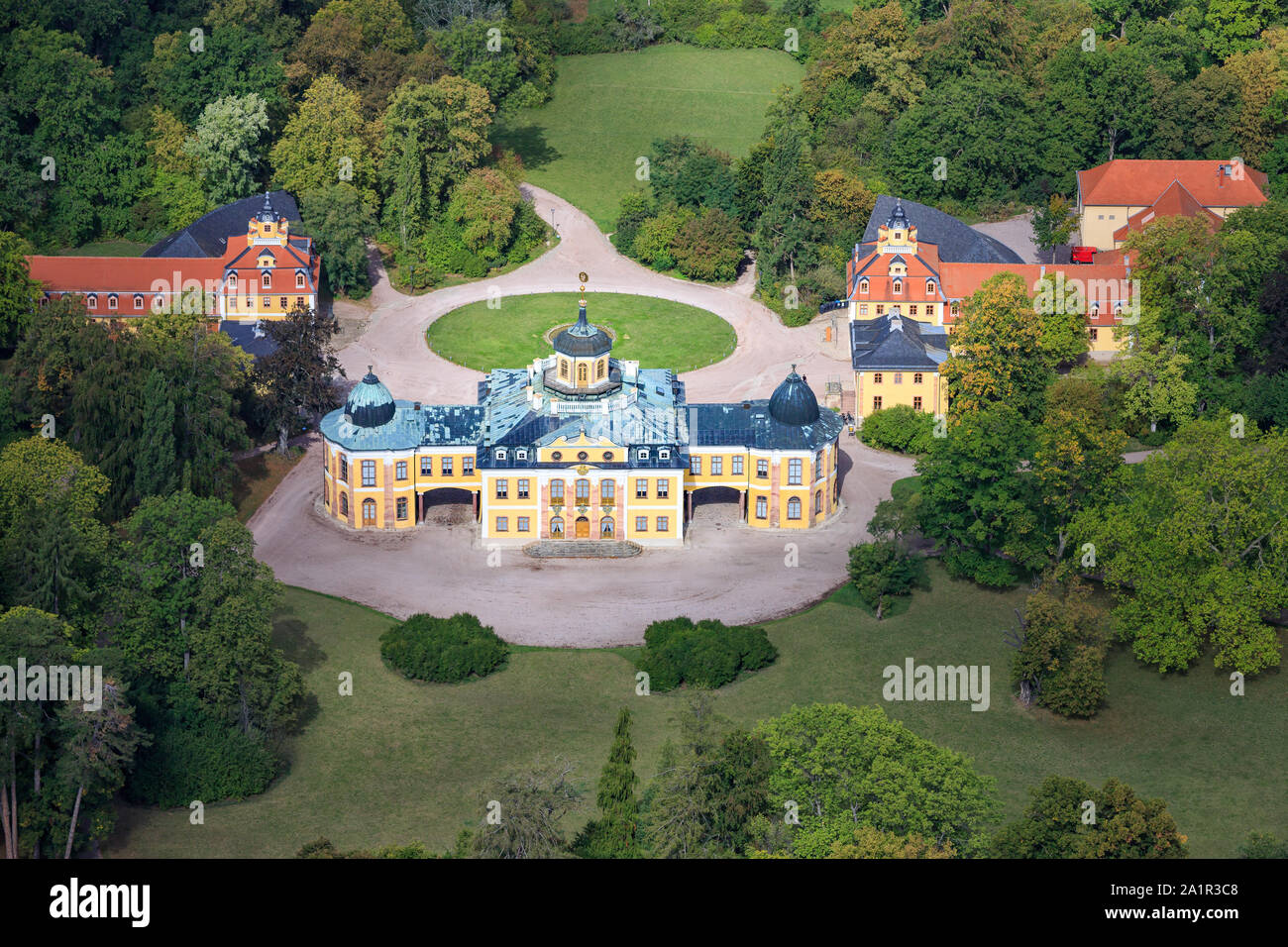 Castello del Belvedere o Schloss un castello barocco nella periferia di Weimar, Germania. Foto Stock