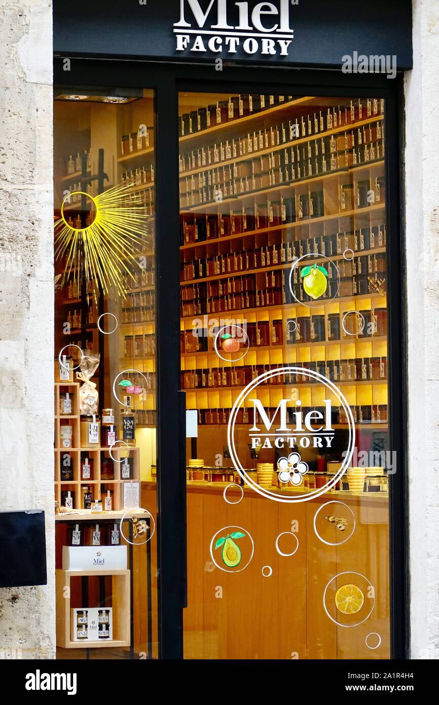 Miel Factory, nuovo negozio boutique che vende miele nel cuore del Marais, Parigi, Francia. Foto Stock