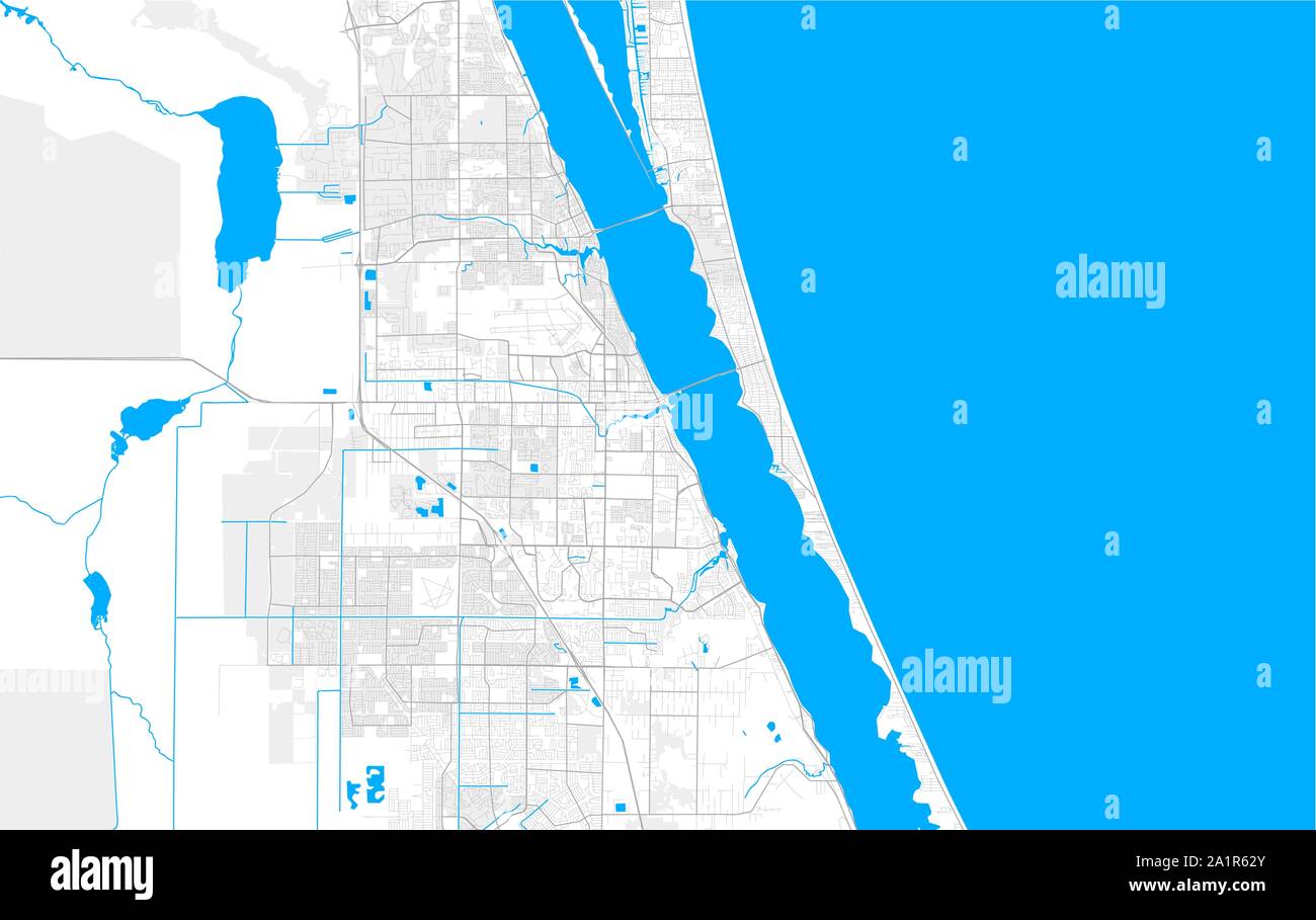 Ricco di vettore dettagliata mappa della zona di Melbourne, Florida, Stati Uniti d'America. Mappa modello per arredamento di casa. Illustrazione Vettoriale