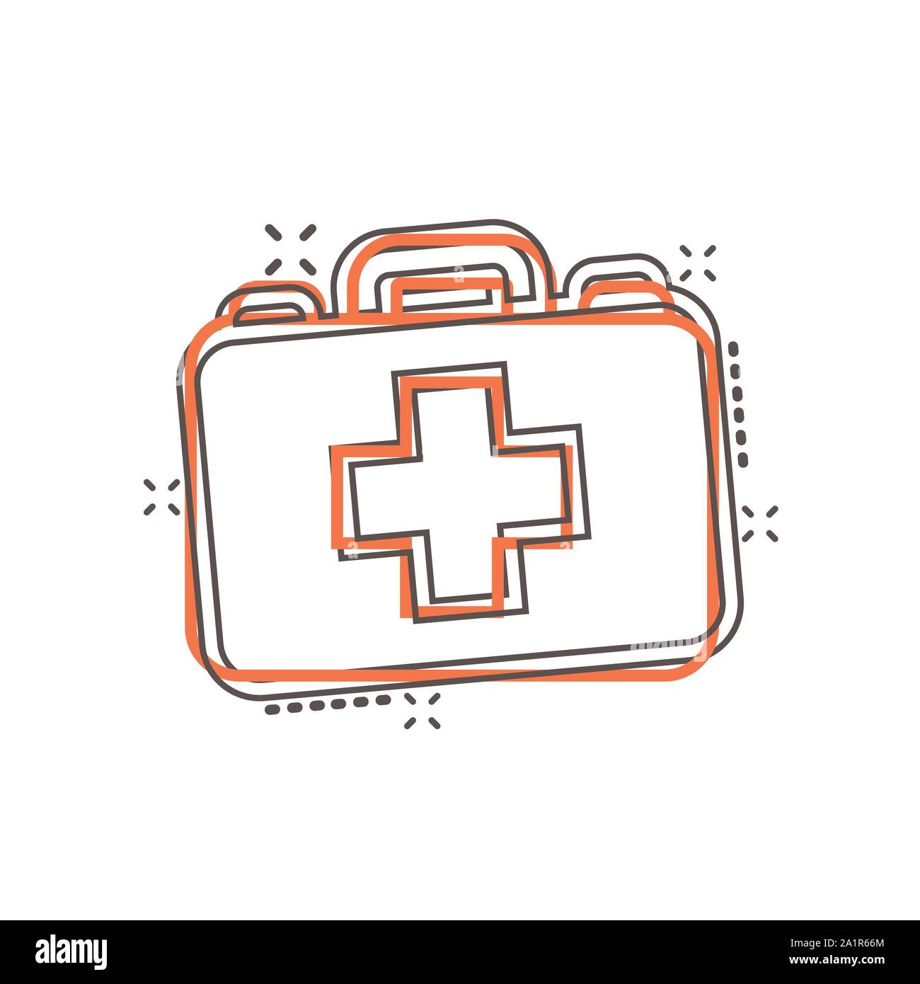 Kit di primo soccorso icona in stile fumetto. Salute, aiuto e la diagnostica medica vettore illustrazione cartoon bianco su sfondo isolato. Medico borsa business Illustrazione Vettoriale