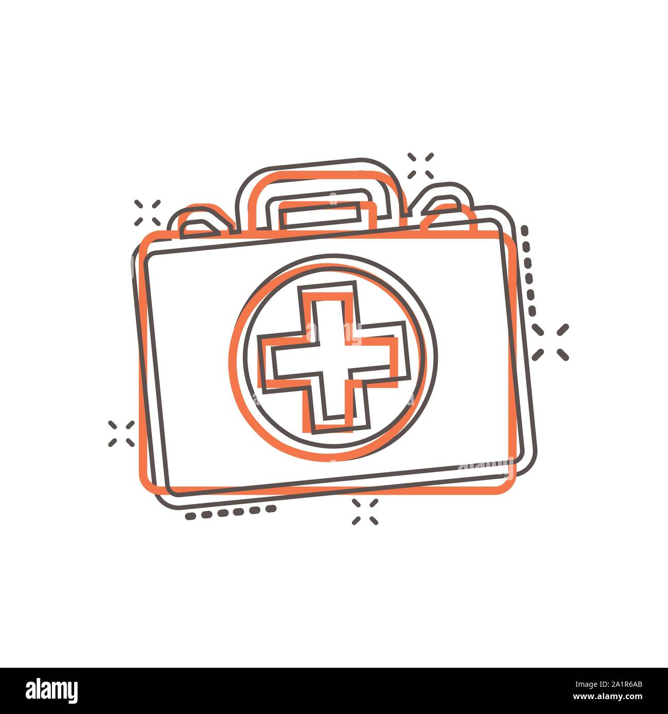 Kit di primo soccorso icona in stile fumetto. Salute, aiuto e la diagnostica medica vettore illustrazione cartoon bianco su sfondo isolato. Medico borsa business Illustrazione Vettoriale