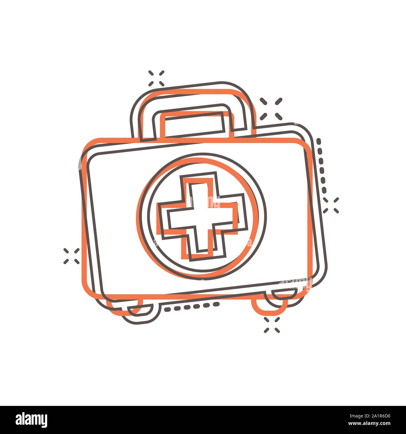 Kit di primo soccorso icona in stile fumetto. Salute, aiuto e la diagnostica medica vettore illustrazione cartoon bianco su sfondo isolato. Medico borsa business Illustrazione Vettoriale