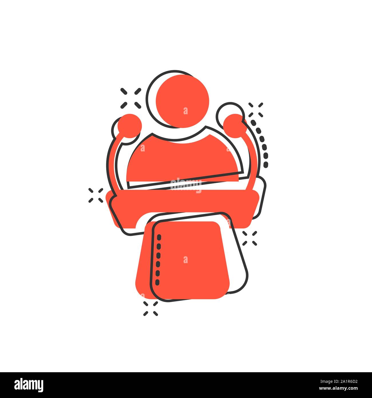 Parola pubblica icona in stile fumetto. Podio conferenze cartoon vettore illustrazione in bianco sullo sfondo isolato. Tribune di discussione il concetto di business splash Illustrazione Vettoriale