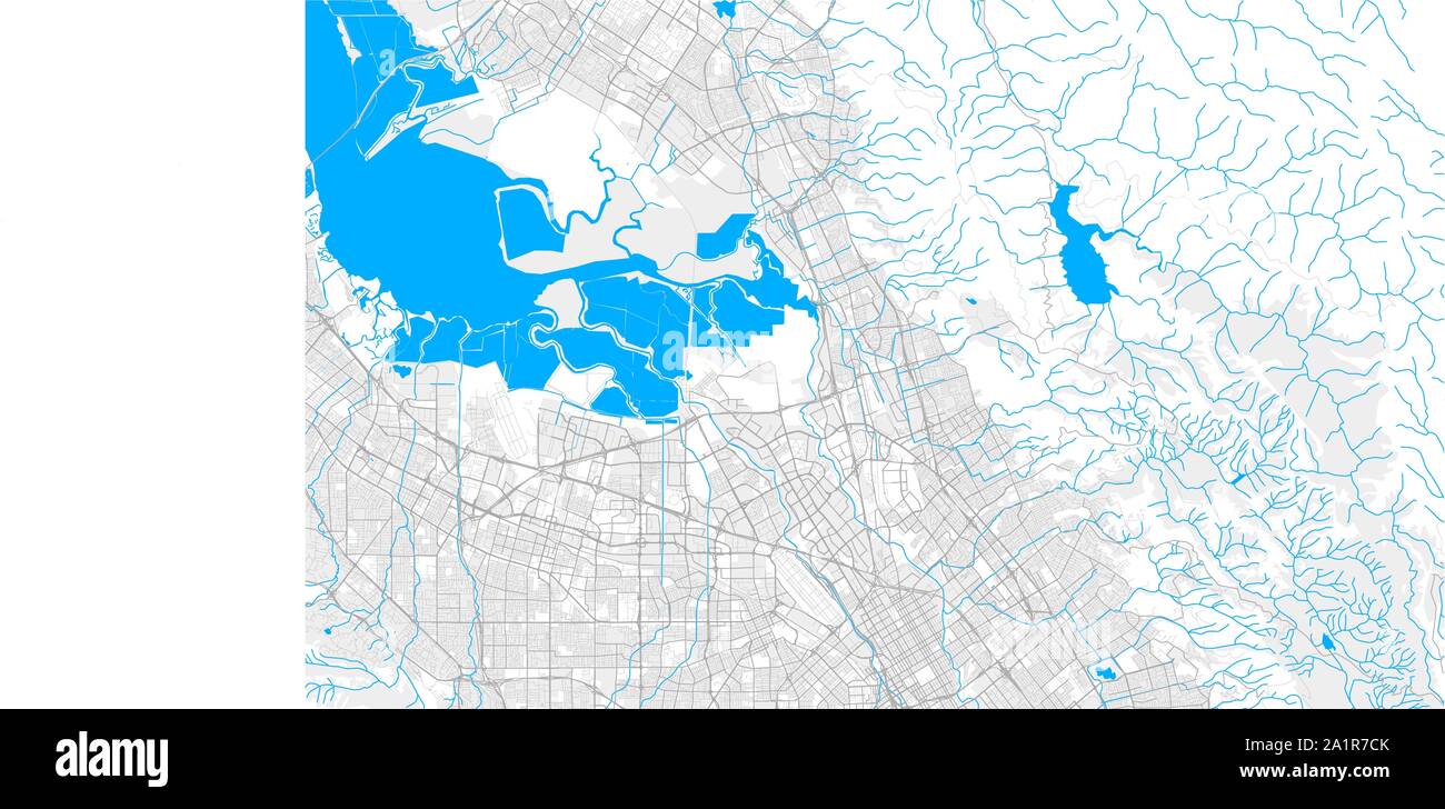 Ricco di vettore dettagliata mappa area di Milpitas, California, Stati Uniti d'America. Mappa modello per arredamento di casa. Illustrazione Vettoriale