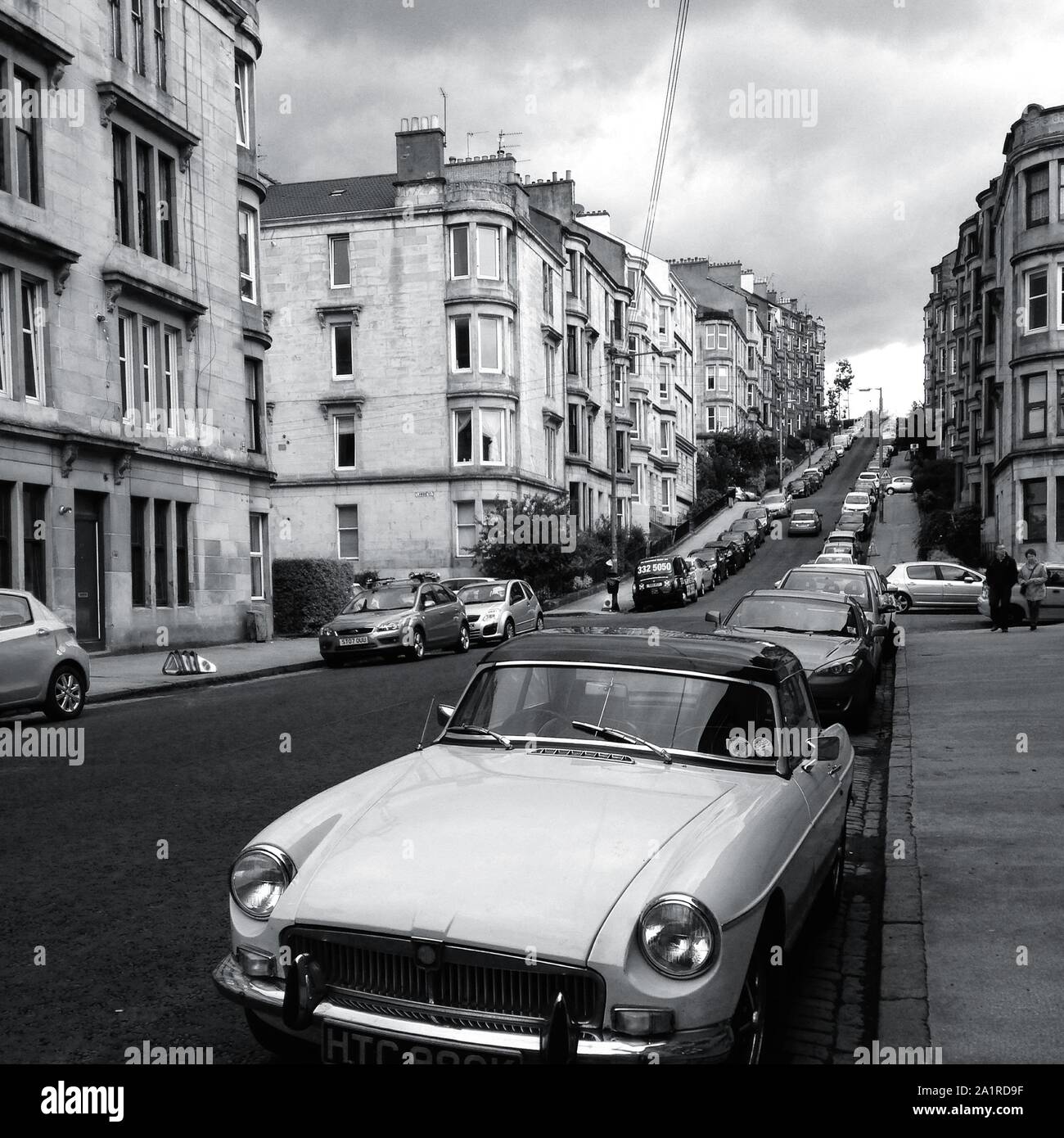 Classic car, Gardner Street, Glasgow. Foto Stock