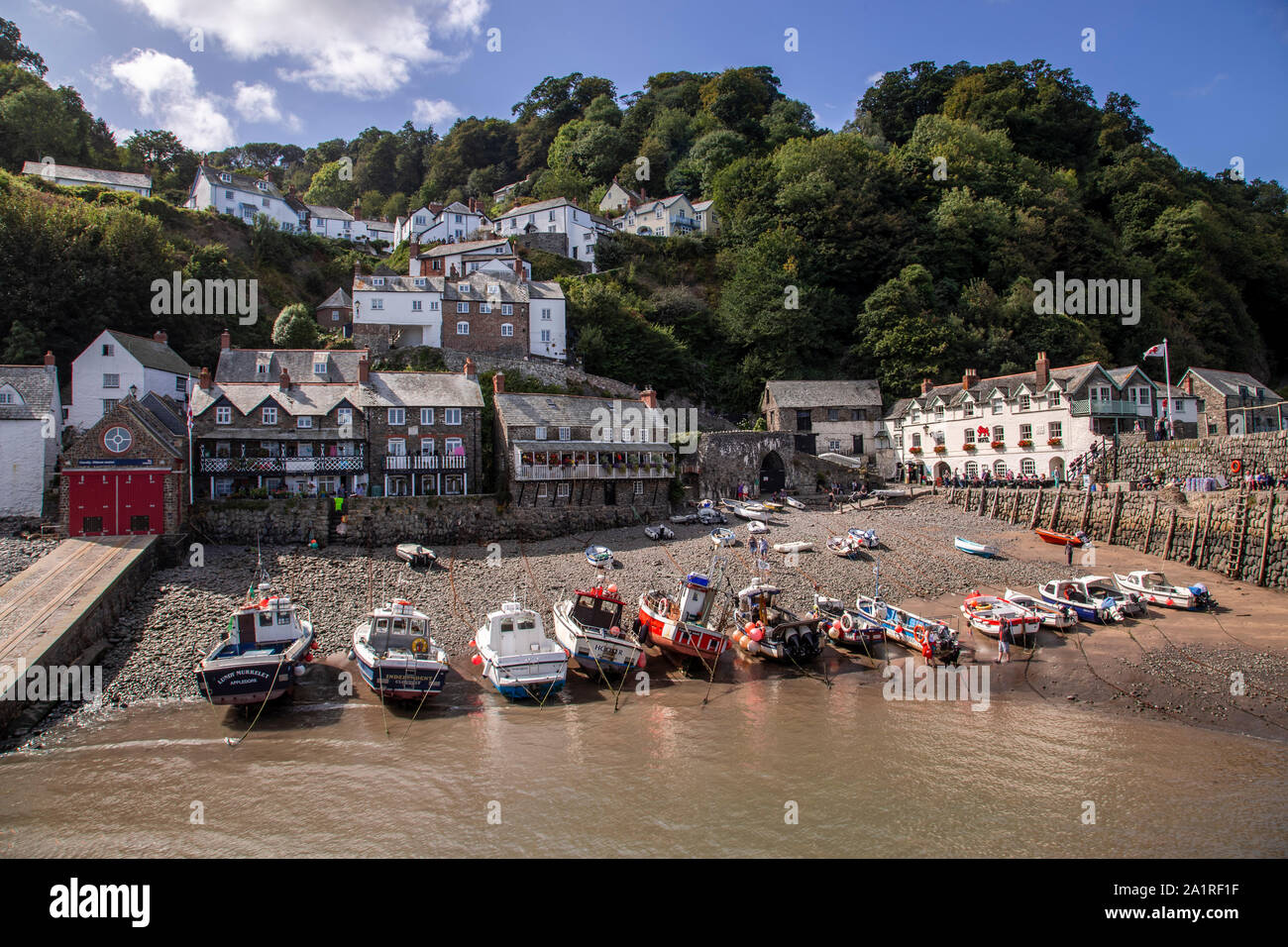 Clovelly Harbour sulla North Devon Coast, Inghilterra Foto Stock