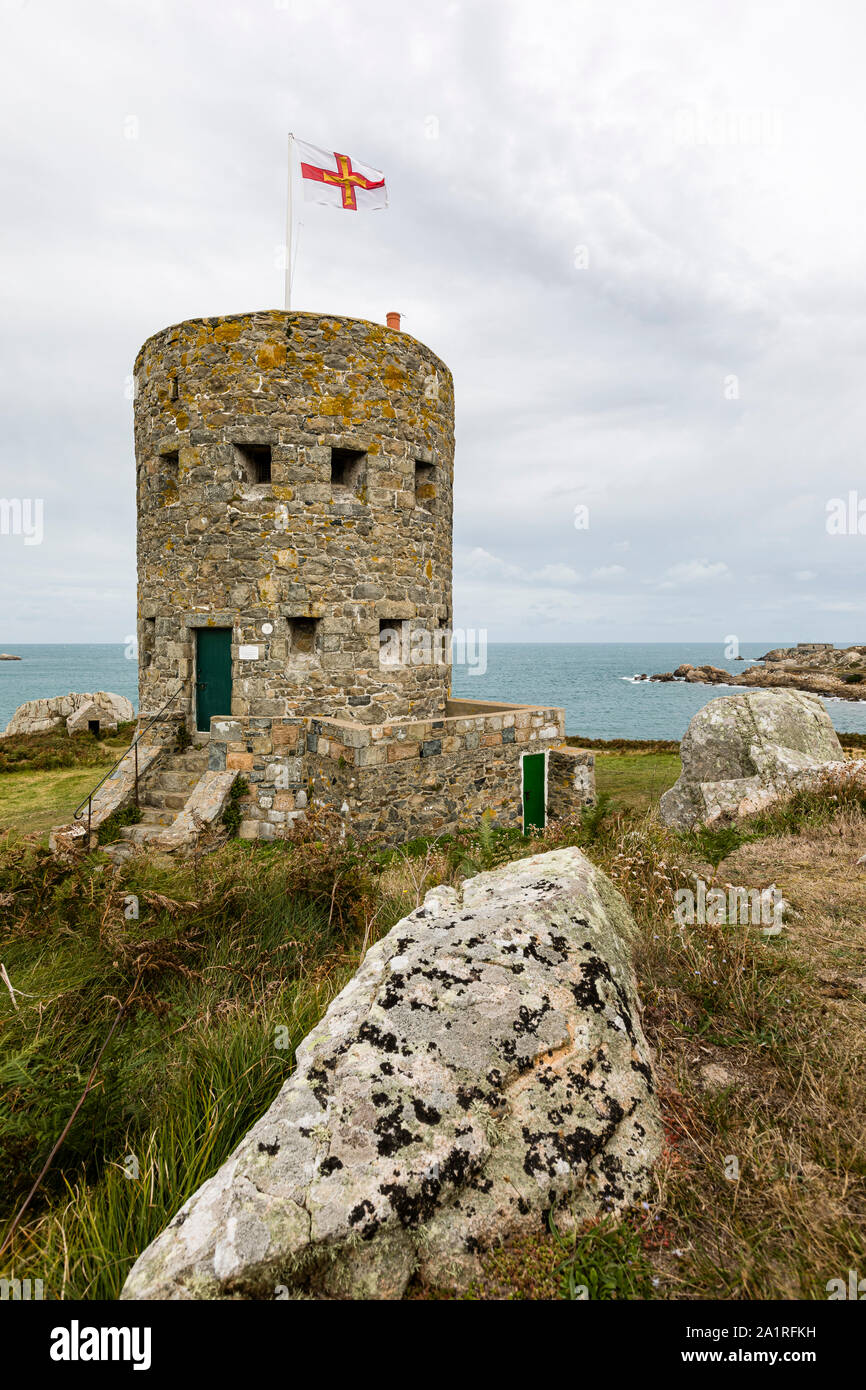 Martello torre di osservazione su Guernmsey Foto Stock