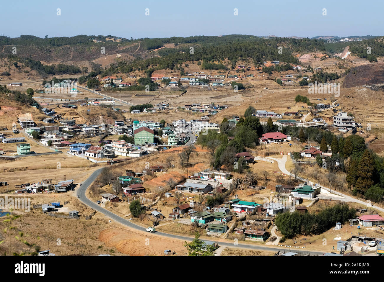 Città rurale nello stato di Meghalaya, Nordest dell India Foto Stock