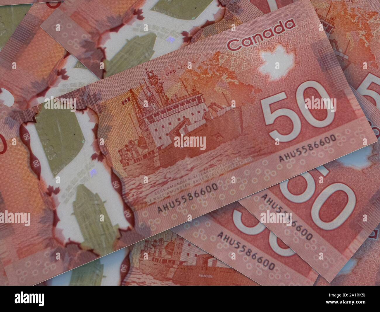 CAD. Valuta canadese sfondo. Primo piano. Di dollari del Canada Foto stock  - Alamy