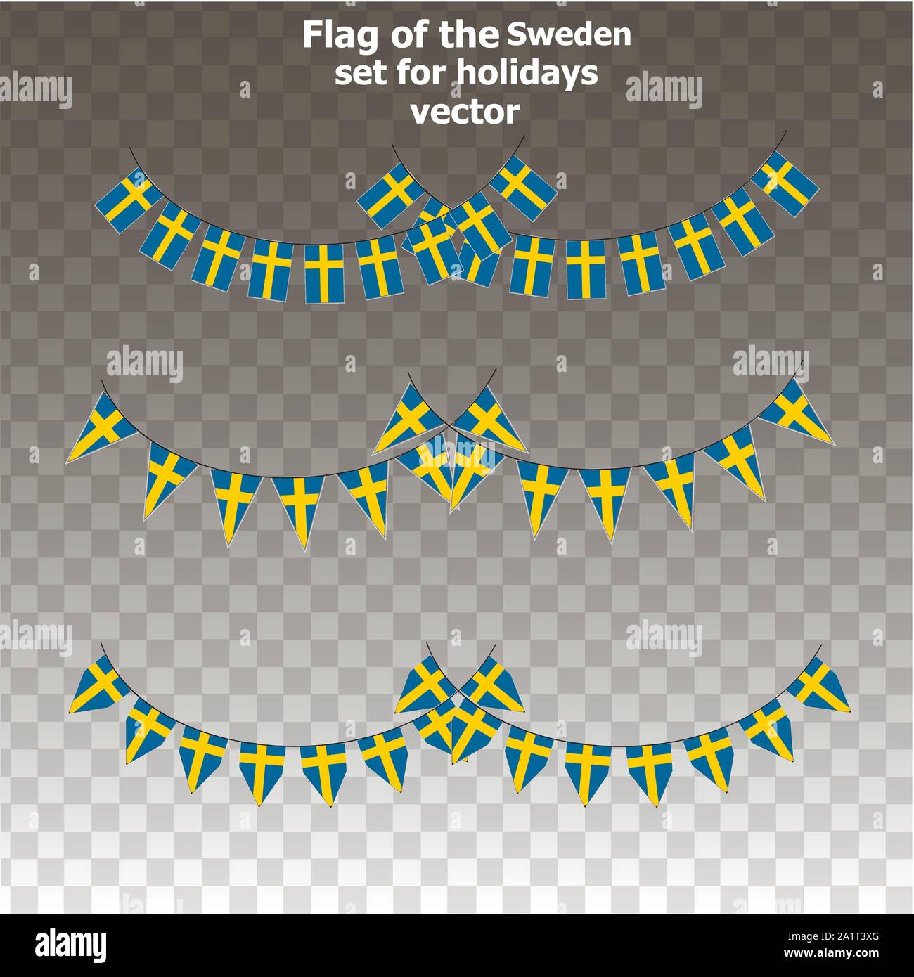 Luminosa impostata con le bandiere della Svezia. Felice giorno della Svezia bandiere. Illustrazione luminoso con sfondo trasparente . Vettore. Illustrazione Vettoriale