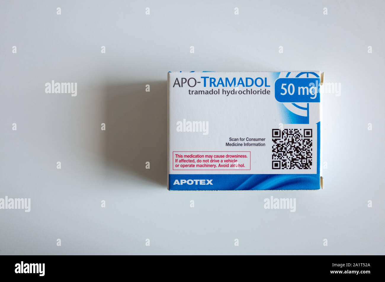 Una scatola di APO-tramadol. Il farmaco è usato per trattare il dolore da moderato a grave. Foto Stock