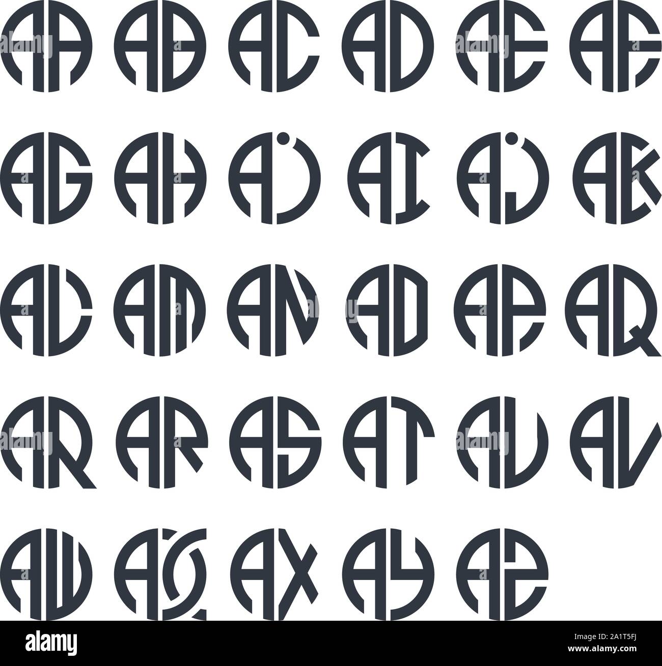 Dalla A alla Z lettera logo in forma rotonda Illustrazione Vettoriale
