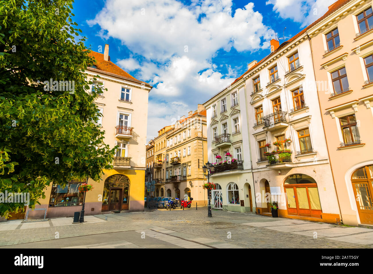 Old Town Street nella città di Kalisz, Polonia Foto Stock