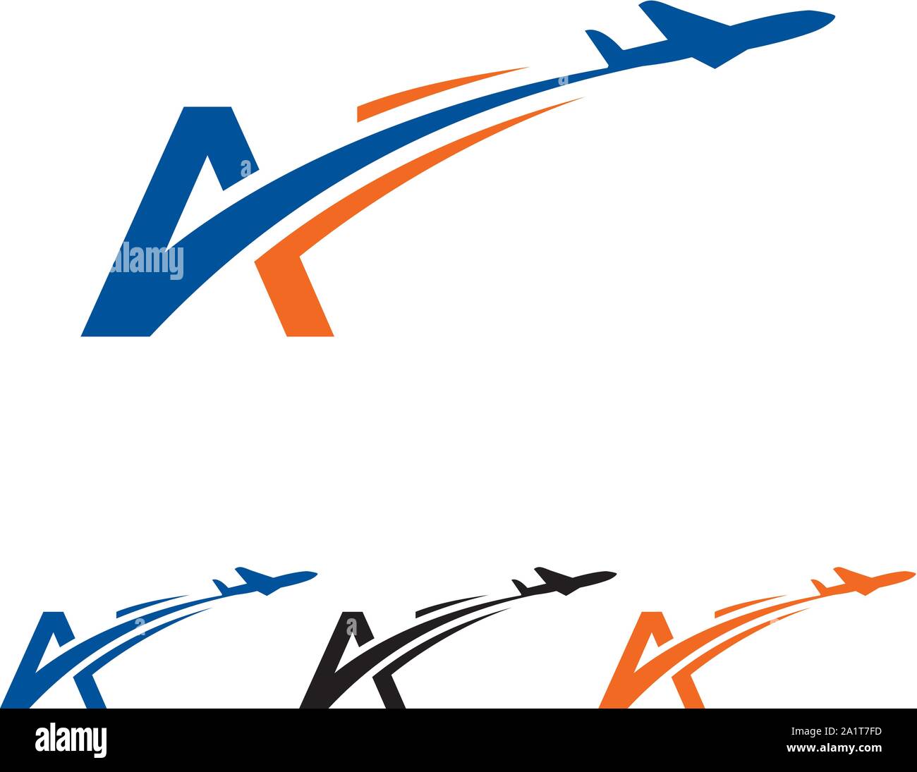 Una lettera segno, simbolo, monogramma. Aviation Logo Design. Il logo di aeromobili, logo a getto Illustrazione Vettoriale