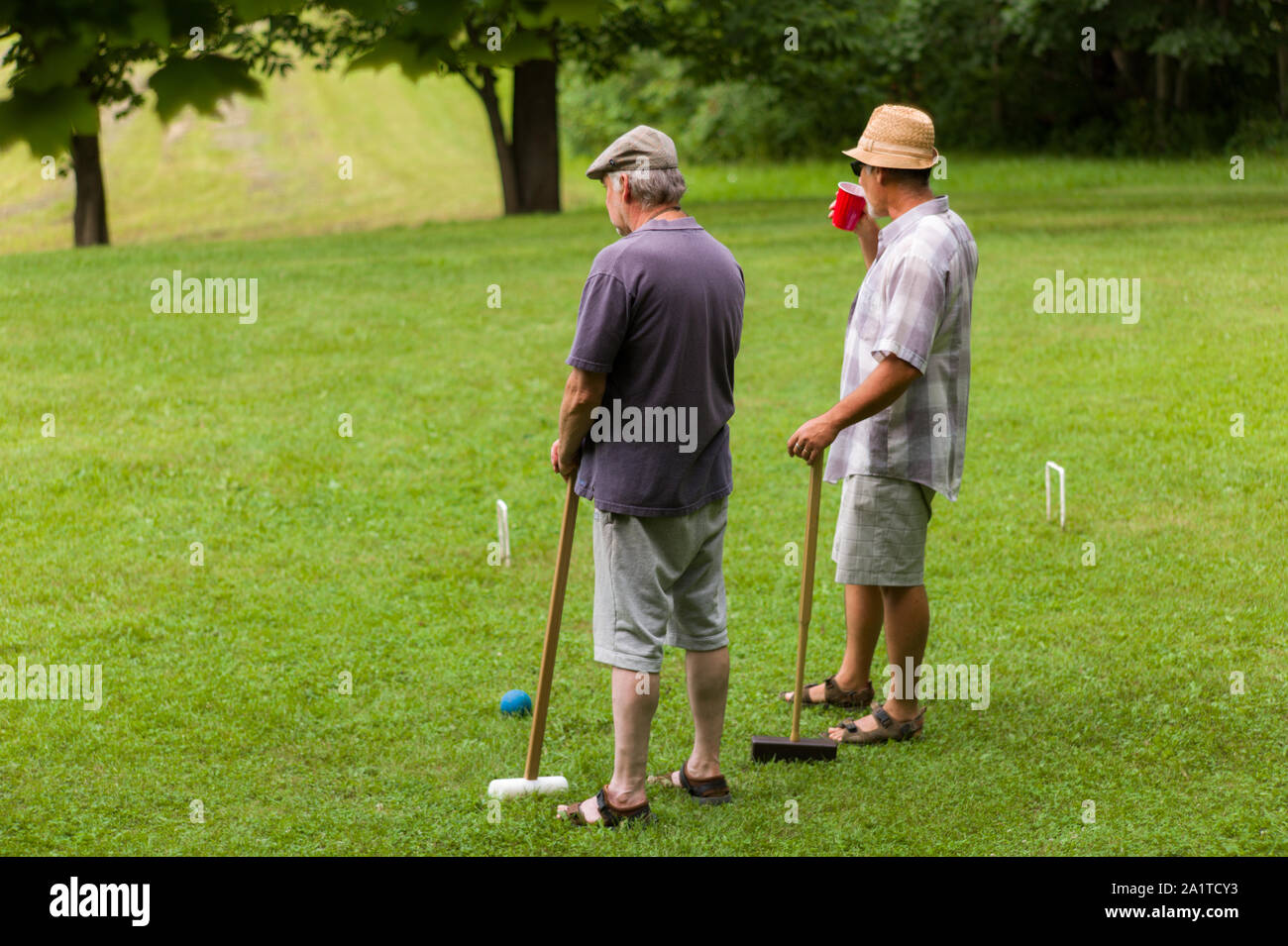 Croquet party Foto Stock