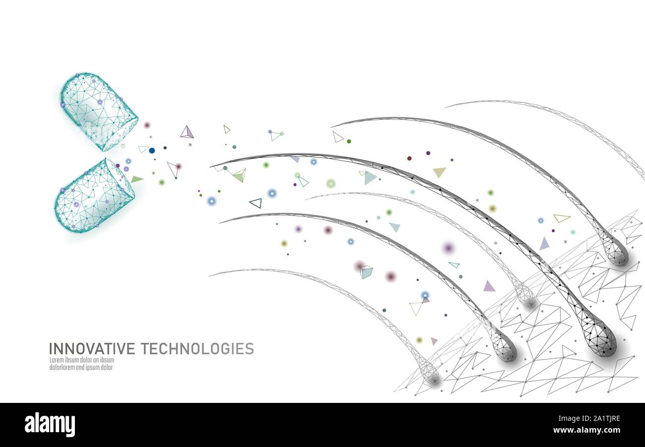 Hair Protect Care cosmetic Technology 3D Concept. I follicoli piliferi della struttura di riparazione integrano il trattamento delle vitamine. Anatomia trefoli medicina rendere Illustrazione Vettoriale