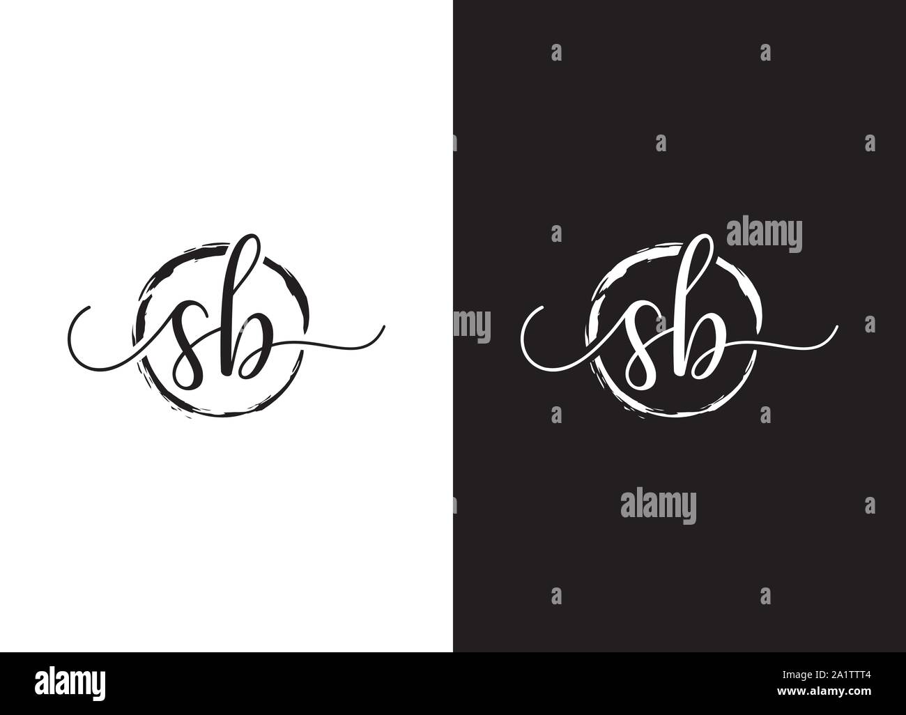 Dalla A alla Z iniziale del logo della grafia vettore, grafia iniziale logo design con un cerchio. Zen pennello circolare, logo manoscritta per la moda, Illustrazione Vettoriale