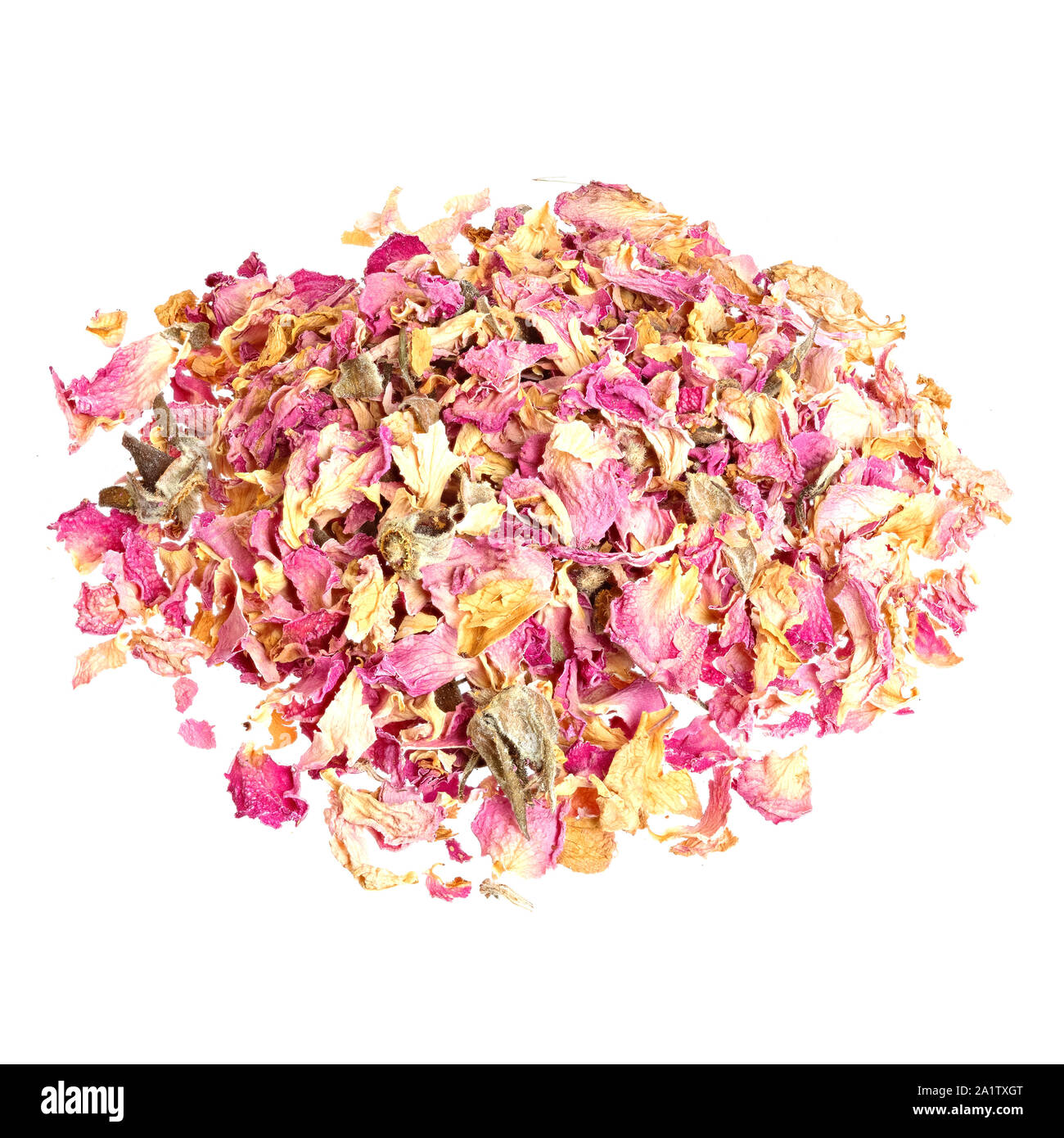 Organico Rosa secco damascate petali di close-up. Rosa Damascena. Foto Stock