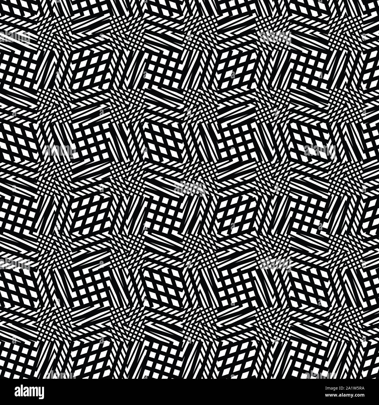 Ordito, sotto forma di libero matrice reticolare, matrice di righe. Complessa rete geometrica, web modello di cellulare, cellulari sfondo. Free-form, reticolo amorfo, lat Illustrazione Vettoriale