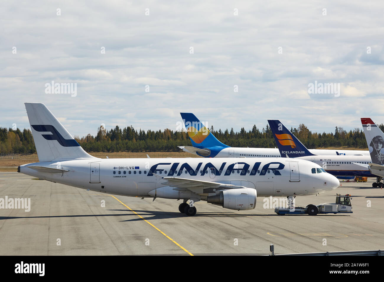 Piano in aeroporto, Finnair Airbus A319 Foto Stock