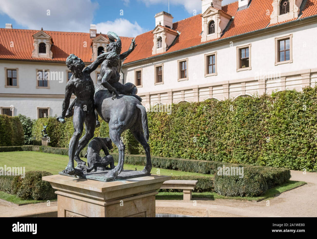 Giardino Wallenstein, un monastero del XVII secolo giardino all'interno del Palazzo del Senato, Mala Strana, Praga, Repubblica Ceca. Foto Stock