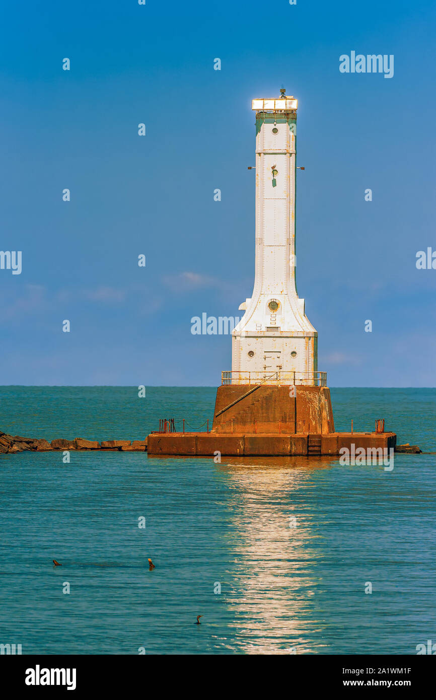 Huron Faro del porto. Il lago Erie. Huron. In Ohio. Stati Uniti d'America Foto Stock