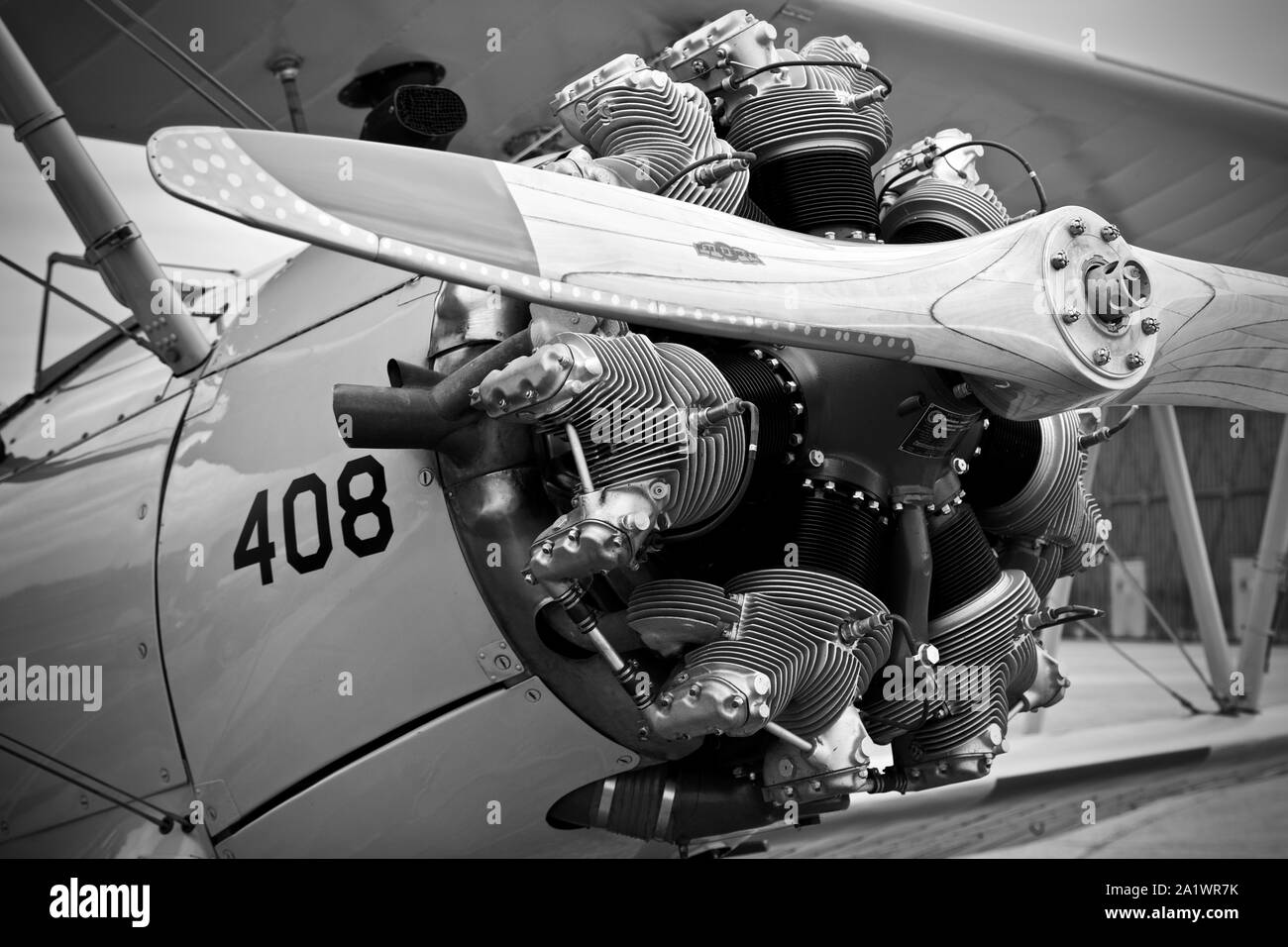 Boeing Stearman motore radiale Foto Stock