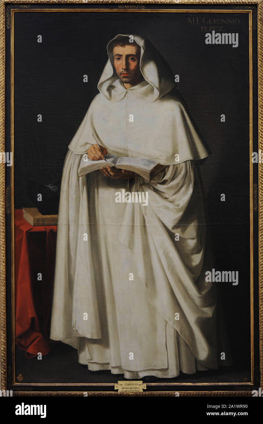 Francisco de Zurbaran (1598-1664). Pittore spagnolo. Frate Jeronimo Perez. San Fernando Accademia Reale di Belle Arti. Madrid. Spagna. Foto Stock