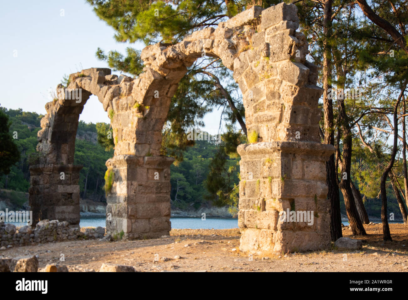 Antica città greca Phaselis. Costa vicino a Kemer, Antalya, Turchia. Foto Stock