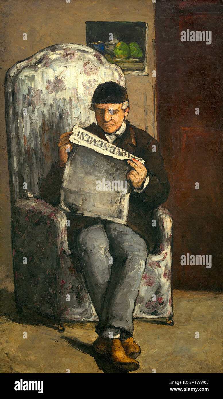 L'artista, il padre, la lettura 'L'Événement', 1866 da Paul Cézanne Foto Stock