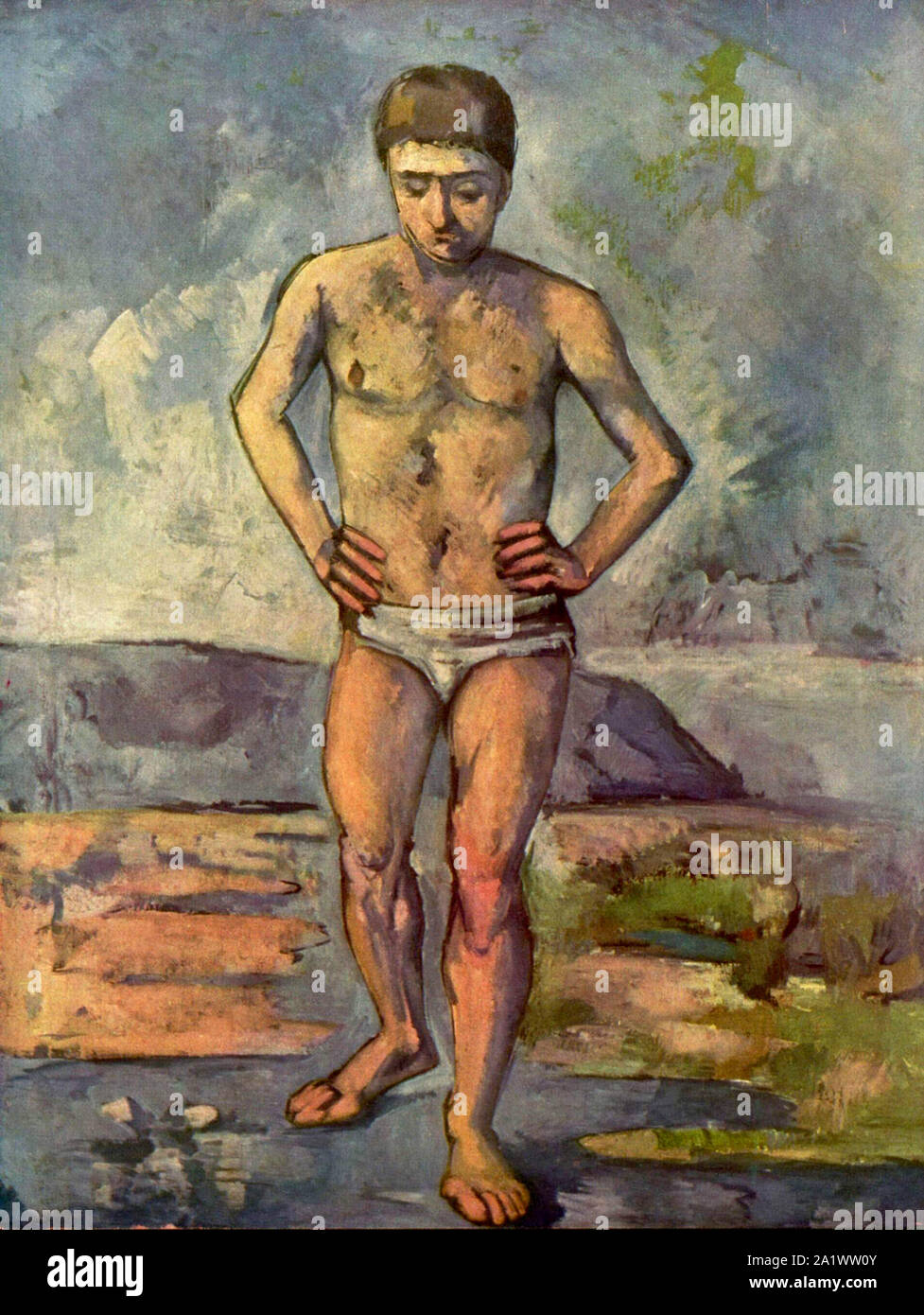 Il bagnante, da Paul Cézanne, 1885-87 Foto Stock