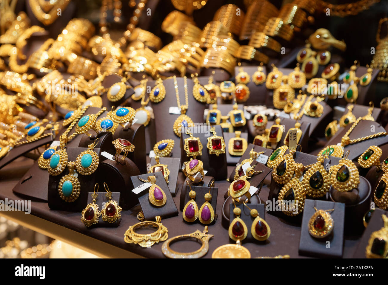Mercato di gioielli ad Istanbul in Turchia Foto Stock