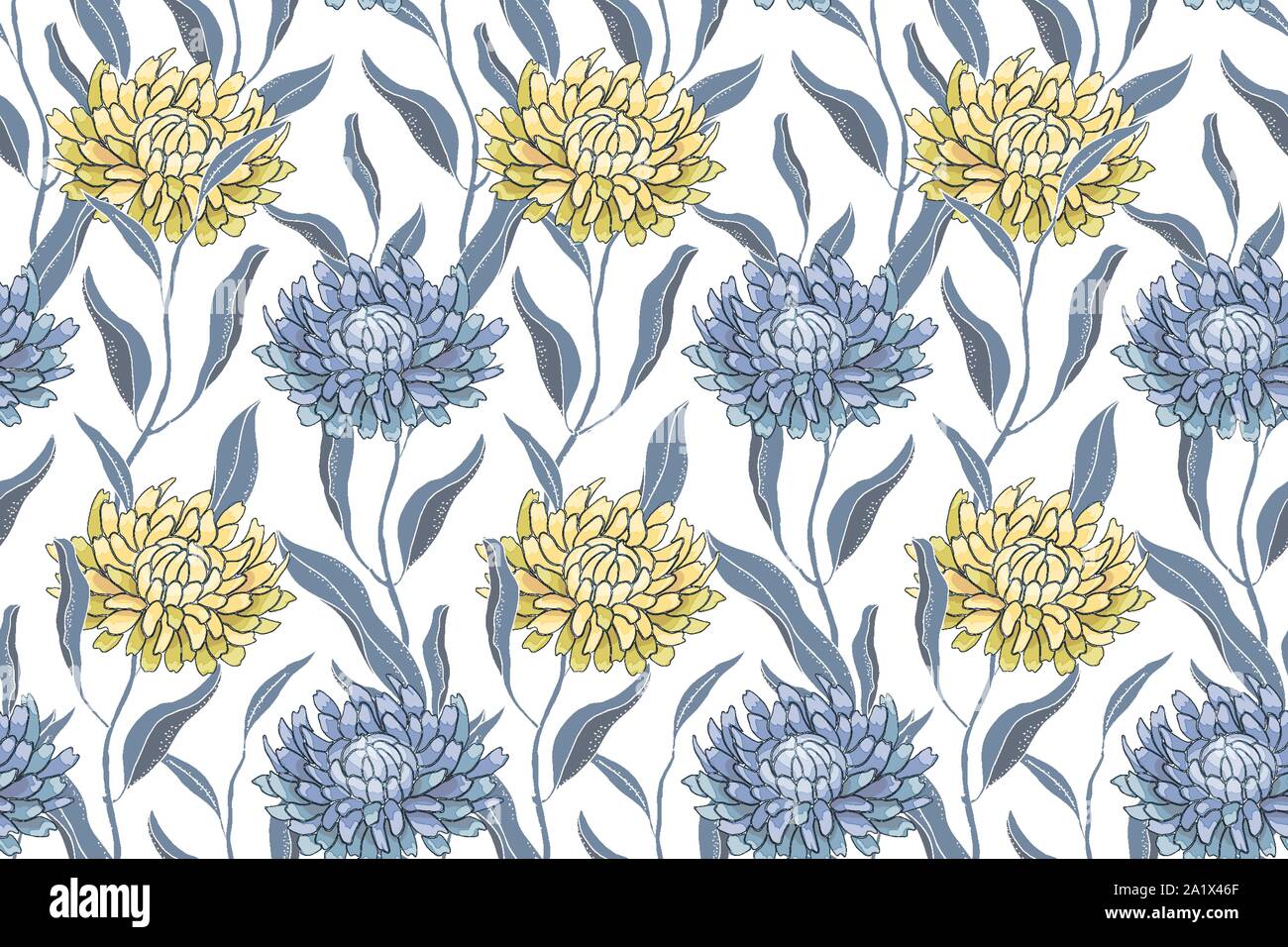 Arte vettore floreali seamless pattern con gli astri. Illustrazione Vettoriale