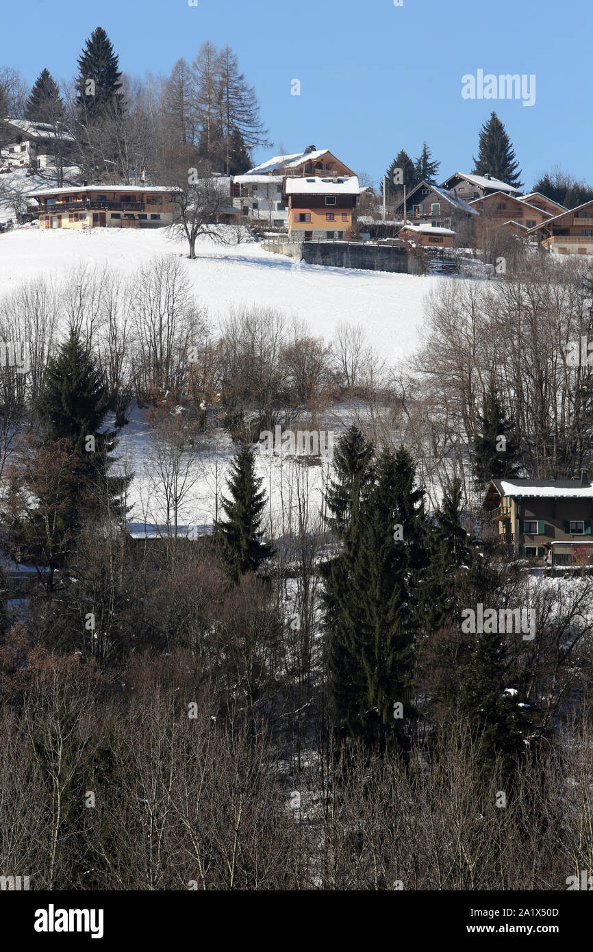 Saint-Gervais-les-Bains en hiver. Alta Savoia. La Francia. Foto Stock