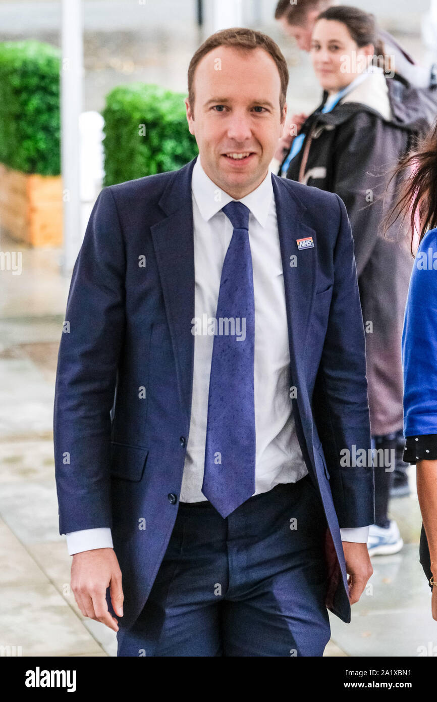 Manchester, Regno Unito. 29 settembre 2019. Matthew Hancock, Segretario di Stato per la salute, al Partito Conservatore Conferenza d'autunno. . Foto di Julie Edwards./Alamy Live News Foto Stock