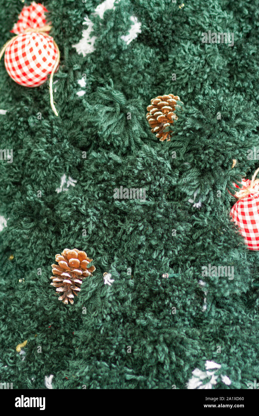 Pon pon fatti a mano albero di natale, il concetto di natale Foto Stock