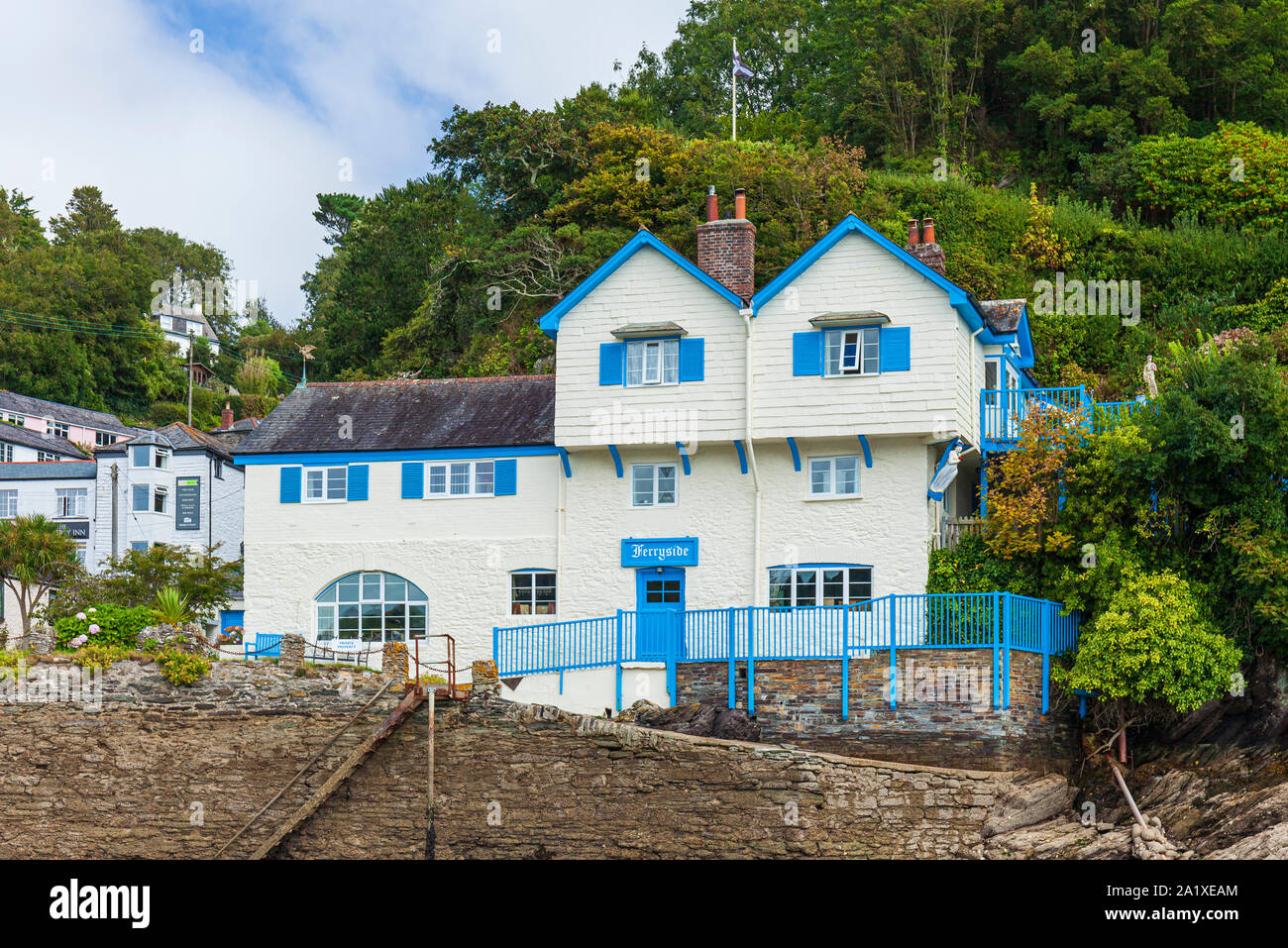 Ferryside ex casa di autore Daphne Du Maurier. Bodinnick da Fowey, Fowey, Cornwall. Foto Stock