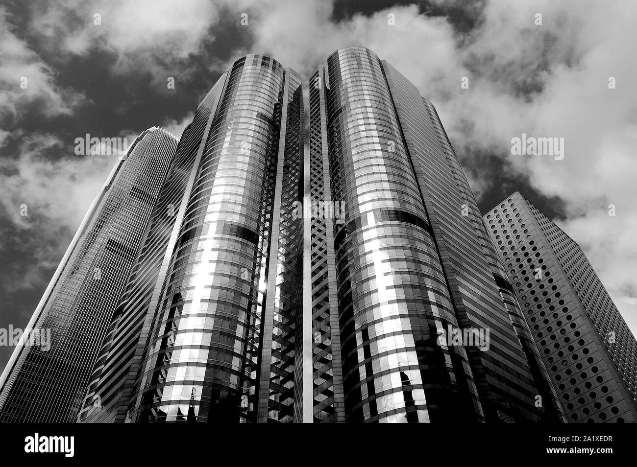 Hong Kong, Cina - 24 Maggio 2007: Twin towers finanziario nel centro cittadino Foto Stock