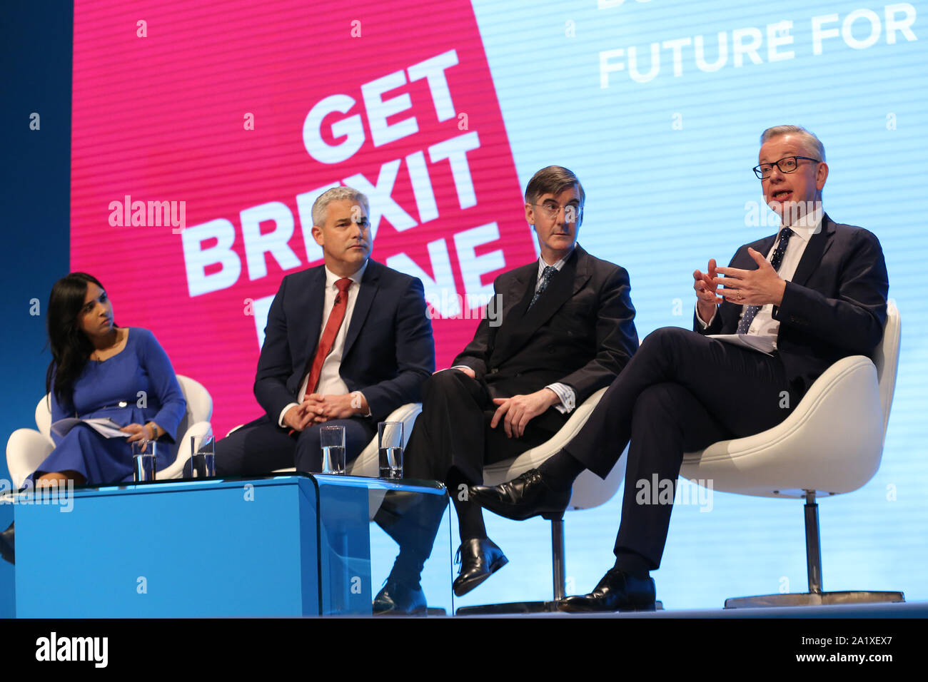 STEPHEN BARCLAY, JACOB REES-MOGG, MICHAEL GOVE, 2019 Foto Stock
