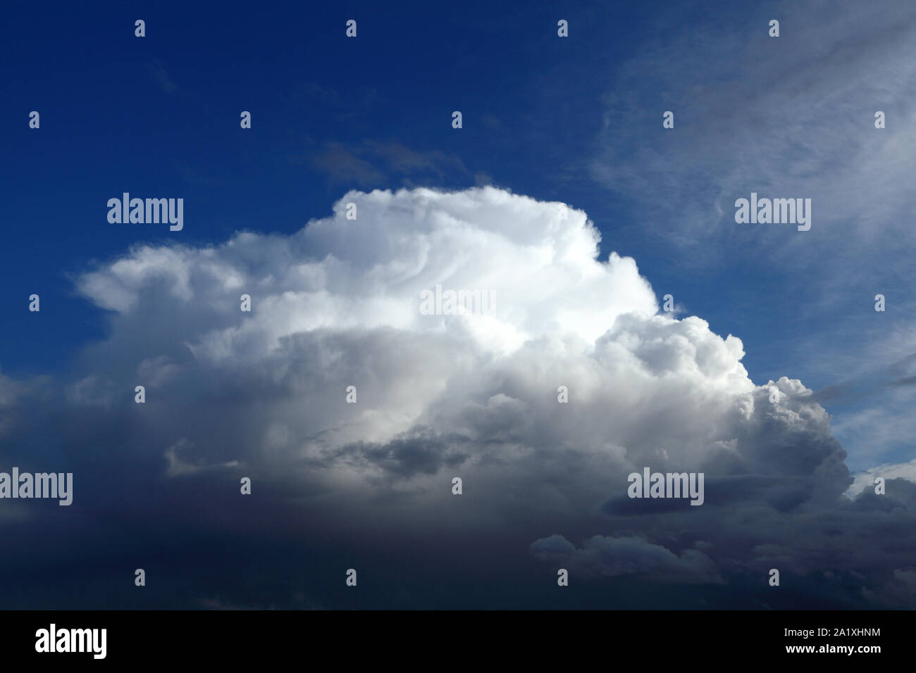 Bianco, cumulus, scuro, cloud, nuvole, cielo blu, meteorologia Foto Stock