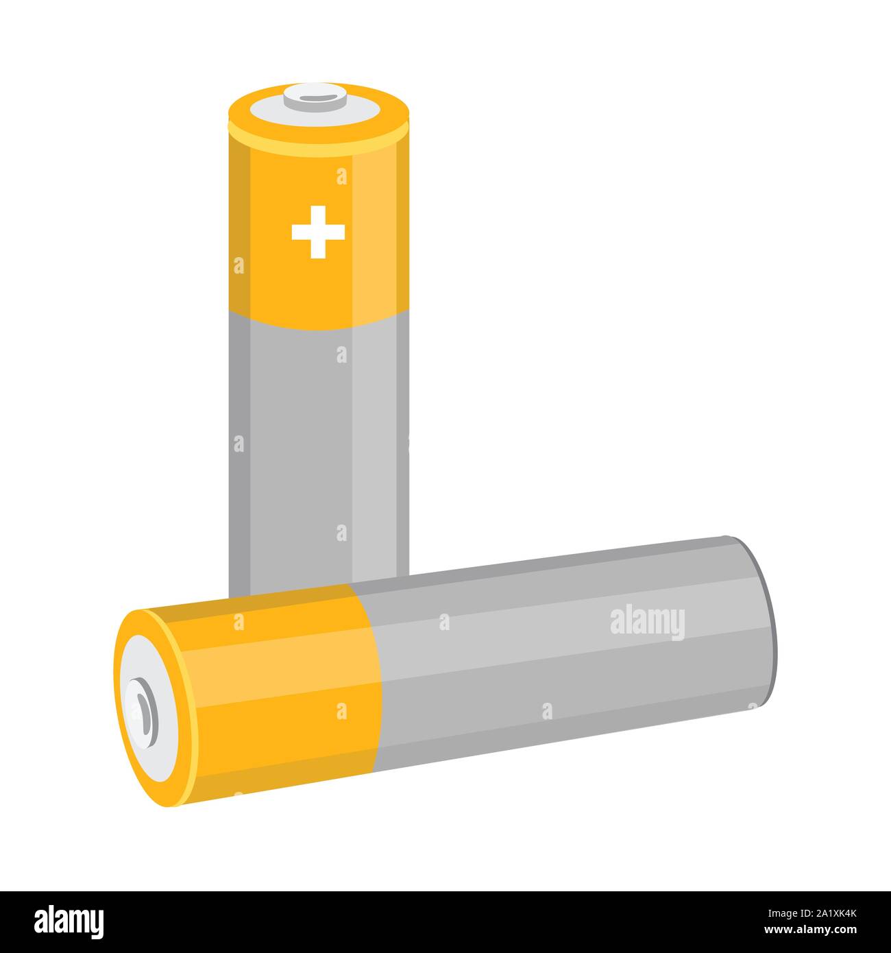 Due batterie AA isolati su sfondo bianco. Illustrazione Vettoriale