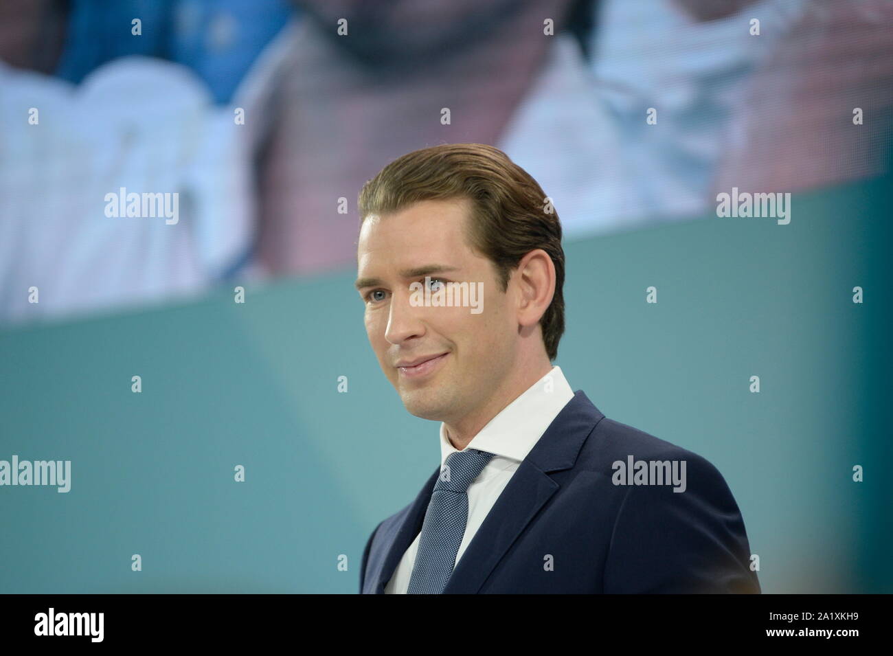 Vienna, Austria. 29th Settembre 2019. Serata elettorale della 'Lista Sebastian Kurz - il nuovo Partito popolare austriaco' con il candidato più alto Sebastian Kurz il 29 settembre 2019 al Kursalon Hübner di Vienna. Credit: Franz PERC / Alamy Live News Foto Stock