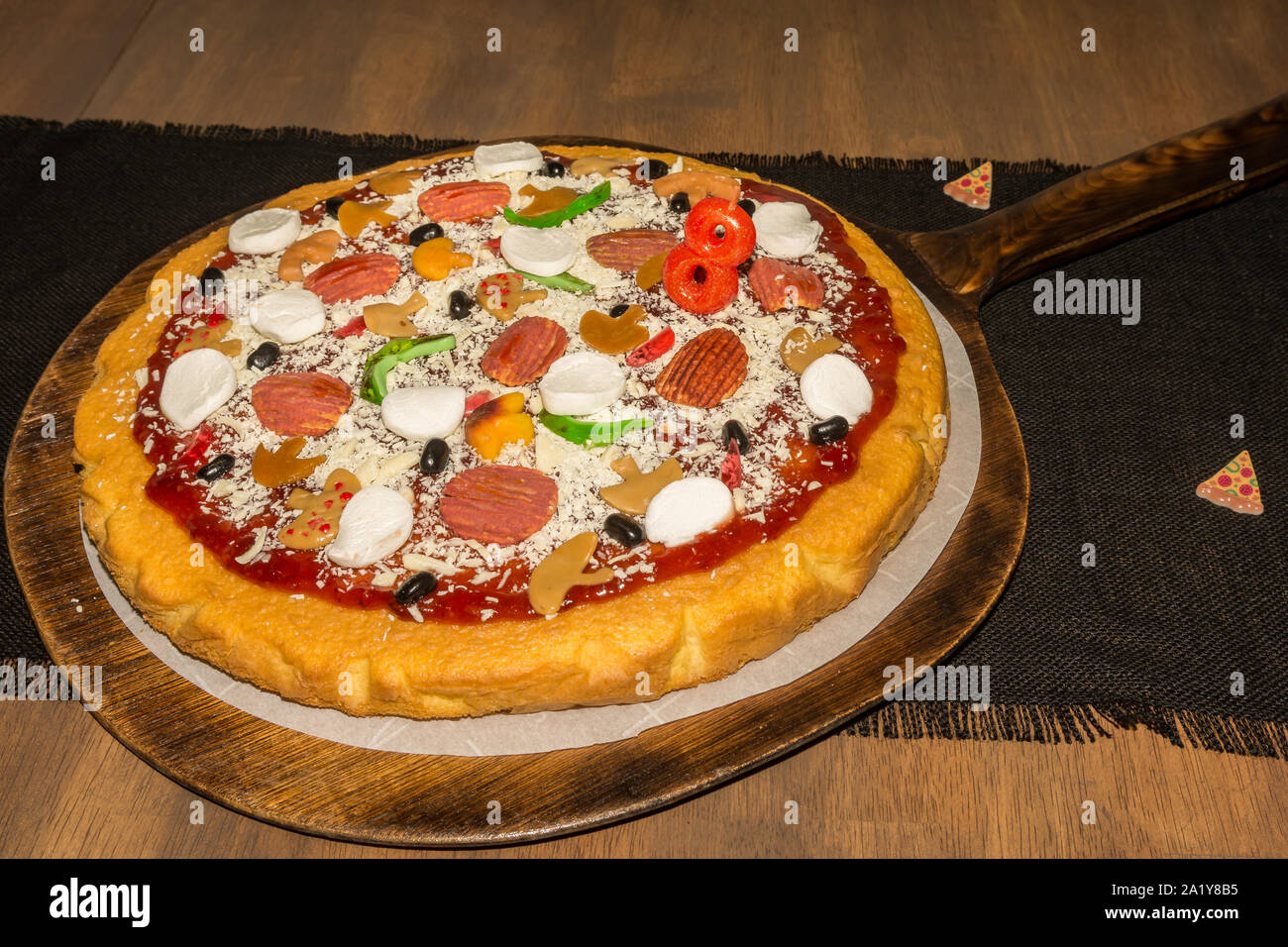 La pizza fatta in casa torta Foto Stock