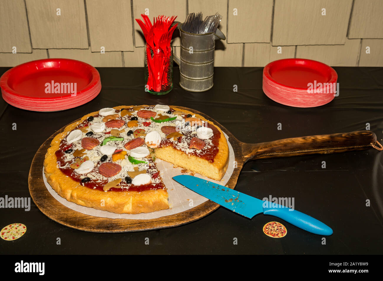 La pizza fatta in casa torta Foto Stock