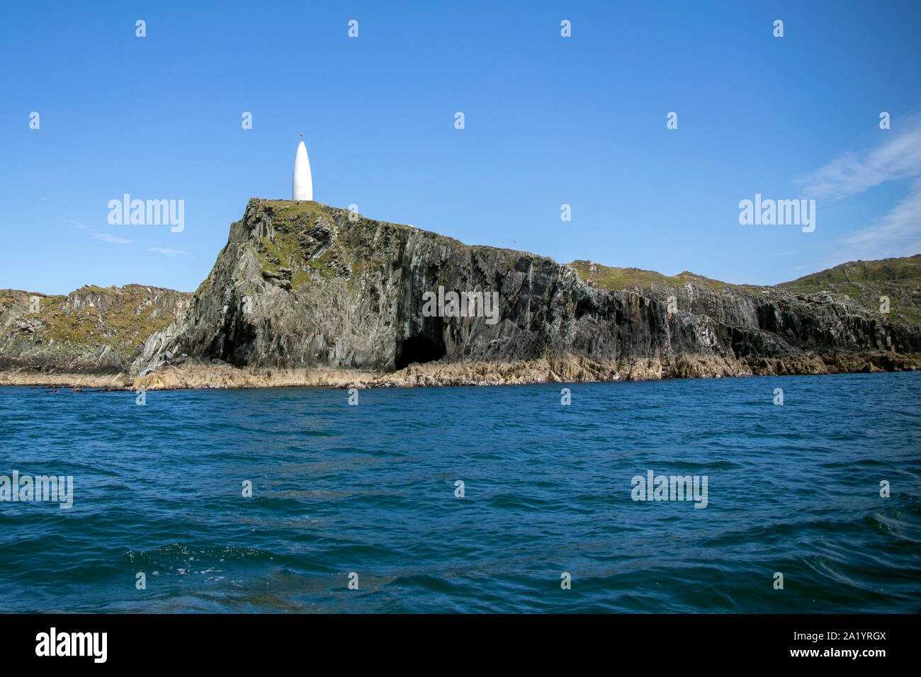 Faro di Baltimore dal mare Foto Stock