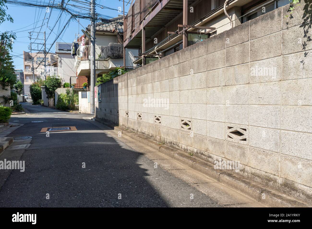 Blocco di muro, Setagaya-Ku, Tokyo, Giappone Foto Stock