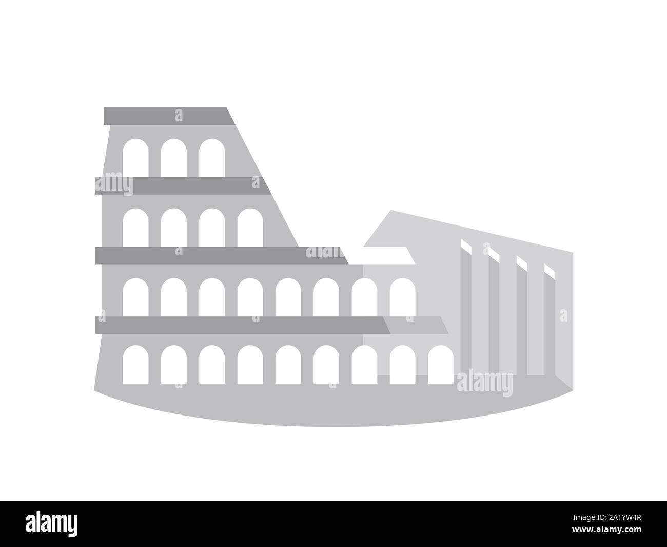 Il Colosseo (Colosseo), noto anche come l'Anfiteatro Flavio, Roma, Italia. Disegno stilizzato. Illustrazione Vettoriale